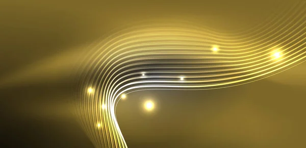 闪亮的霓虹灯波 霓虹灯或激光表演 电脉冲 电力线路 技术量子能量脉冲 神奇发光的动态线路 — 图库矢量图片