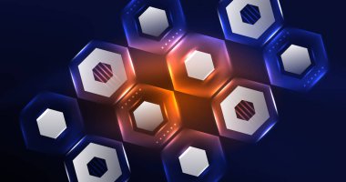 Soyut arkaplan neon altıgen vektör çizimi