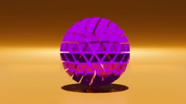 Tek dönen tekno küre 3 boyutlu animasyon grafikleri. Geometrik döngüsel canlandırma arkaplanı