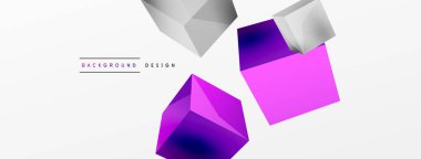 3d vector abstract background. Flying cubes composition. Trendy techno business template for wallpaper, banner, background or landing