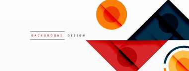 Renkli üçgenler ve yuvarlak şekiller. Duvar kağıdı, afiş, sunum, arkaplan şablonu