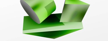 Vektör 3d soyut arkaplan. Şekiller 3 boyutlu üçgen ve silindir. Duvar kağıdı, afiş, arkaplan veya iniş için moda tekno iş şablonu