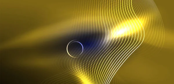 Lignes Laser Néon Cercles Ondes Fond Abstrait Spectacle Néon Laser — Image vectorielle