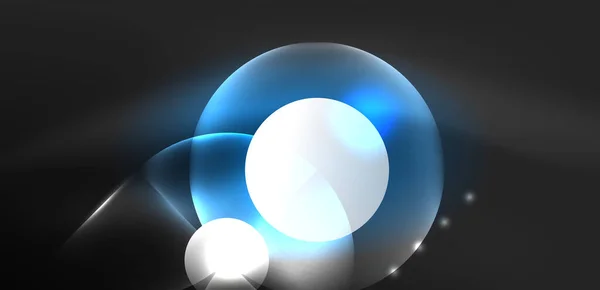 Fond Abstrait Bleu Brillant Brillant Néon Couleur Ronds Éléments Cercles — Image vectorielle