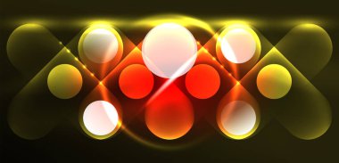 Soyut parlak neon ışıklı tekno daireler arka planı