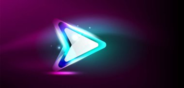 Neon parıldayan tekno çizgiler ve oklar, yüksek teknolojili soyut arkaplan şablonu