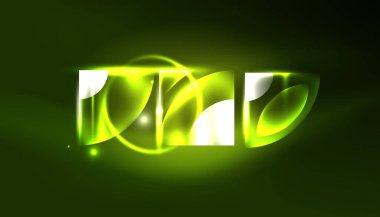 Soyut arka plan vektörü neon parlayan geometrik elementler. Duvar kağıdı, afiş, arkaplan, iniş sayfası, duvar resimleri, davetiyeler, posterler için yüksek teknoloji tasarımı