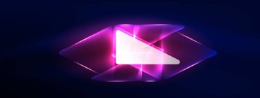 Geometrik arkaplanı hackleyen neon ışıkları, sanal gerçeklik veya yapay zeka konsepti, duvar kağıdı, pankart, sunum, arkaplan için siber punk geometrik şablon