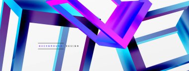 3 boyutlu küp vektör geometrik arkaplanı şekillendirir. Duvar kağıdı, afiş, arkaplan veya iniş için moda tekno iş şablonu