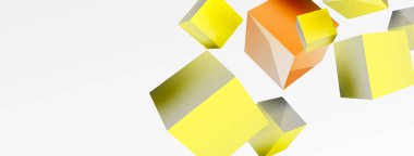 3d vektör soyut arkaplan. Uçan küp kompozisyonu. Duvar kağıdı, afiş, arkaplan veya iniş için moda tekno iş şablonu