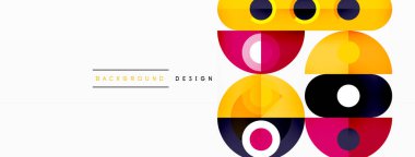 Çemberler ve yuvarlak elementlerle soyut teknoloji iniş sayfası. İş, teknoloji, bilim veya baskı tasarımı için yaratıcı bir kavram