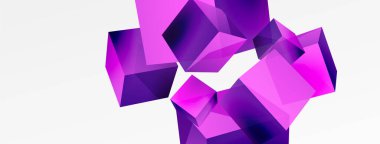 3d vector abstract background. Flying cubes composition. Trendy techno business template for wallpaper, banner, background or landing