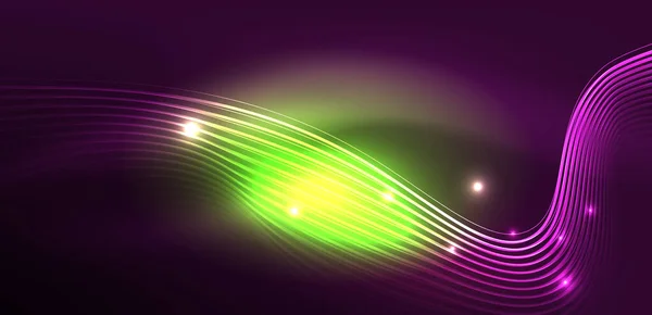 Ragyogó Neonhullám Neonfény Vagy Lézershow Elektromos Impulzus Elektromos Vezetékek Techno — Stock Vector