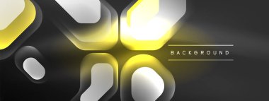 Parlayan neon geometrik elementler soyut arkaplan. Neon ışığı ya da lazer gösterisi, elektrik akımı, güç hatları, tekno kuantum enerji dürtüsü, parlayan sihirli dinamik çizgiler.