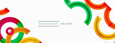 Çemberler, ızgara desenli soyut bir arka planda düzenlenir ve çeşitli renklerin gölgeleri de dahil olmak üzere farklı renk aralıklarına sahiptir. Duvar kağıdı, afiş, sunum, arkaplan şablonu