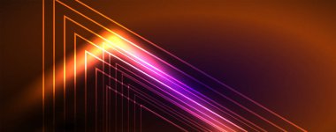 Neon parıldayan tekno çizgiler, yüksek teknolojili soyut arkaplan şablonu. Duvar kağıdı, afiş, arkaplan, broşür, katalog, kapak, broşür