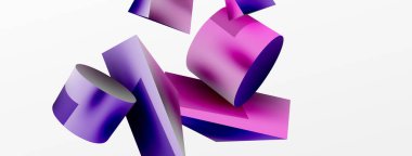 Metalik 3d şekil vektör geometrik arkaplan. Duvar kağıdı, afiş, arkaplan veya iniş için moda tekno iş şablonu