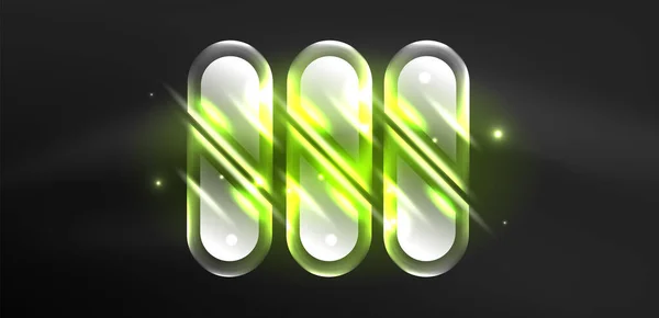 Neon Gloeiende Geometrische Vormen Vector Abstracte Achtergrond Ronde Elementen Lichteffecten — Stockvector