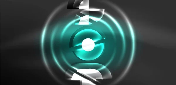 Abstraktní Pozadí Zářící Neonové Kruhy Čáry Magickými Světelnými Efekty Tech — Stockový vektor