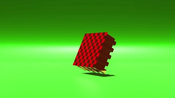 Tek Dönüşlü Küp Şekil Kutusu Animasyon Hareketi Grafikleri Geometrik Döngüsel — Stok video