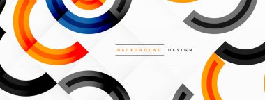 Değişik tonlara ve renklere sahip canlı ve göz alıcı bir tasarıma sahip renkli çemberler girdap ve dinamik bir etki yaratıyor.