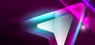 Neon parıldayan tekno çizgiler ve oklar, yüksek teknolojili soyut arkaplan şablonu