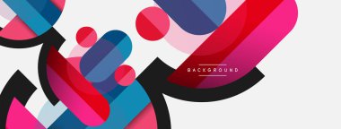 Geometrik şekiller bileşim soyut arkaplan. Çember çizgileri ve dikdörtgenler. Duvar kağıdı afişi veya iniş sayfası için vektör illüstrasyonu