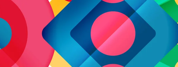 Trendy Minimal Geometric Abstract Background Triangles Squares Circles Bright Colors — Vector de stock