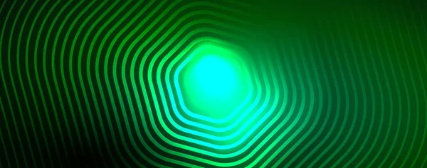Neon Glänsande Hexagoner Abstrakt Bakgrund Teknik Energi Utrymme Ljus Koncept — Stock vektor