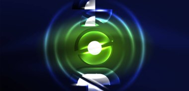 Neon yuvarlak şekiller, çizgiler ve üçgen elementler. Duvar kağıdı, afiş, arkaplan, iniş sayfası, duvar resimleri, davetiyeler, posterler için yüksek teknoloji tasarımı