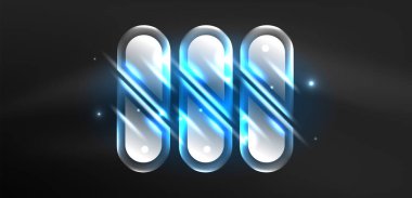 Soyut arkaplan parlayan neon ışıklı geometrik şekiller. Duvar kağıdı, bayrak, arkaplan, kart, kitap illüstrasyonu, iniş sayfası için uzay kozmik ya da sihirli enerji vektör duvar kağıdı