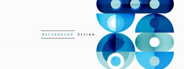 Çemberler ve yuvarlak elementlerle soyut teknoloji iniş sayfası. İş, teknoloji, bilim veya baskı tasarımı için yaratıcı bir kavram