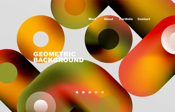 Circles Shapes Landing Page Abstract Geometric Background Web Page Website — Archivo Imágenes Vectoriales