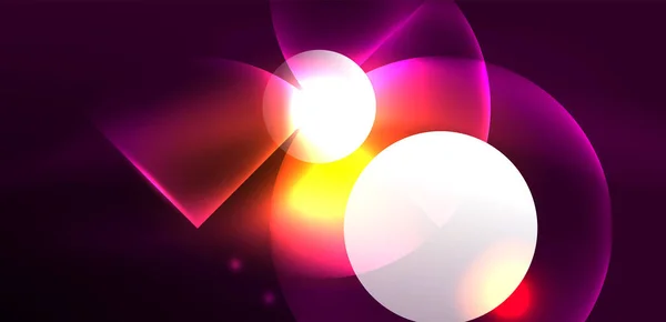 Neon Licht Gloeiende Cirkels Vector Abstracte Achtergrond — Stockvector