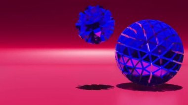 Tekno küreler 3 boyutlu hareket grafikleri. Geometrik döngüsel canlandırma arkaplanı