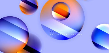 Aydınlık ve gölge efektli parlak ve parlak daireler, geometrik vektör soyut arkaplan