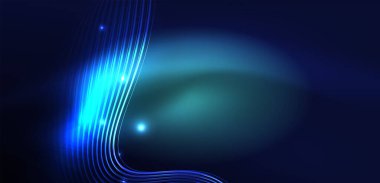 Soyut arkaplan neon dalgası. Duvar kağıdı, afiş, arkaplan, iniş sayfası, duvar resimleri, davetiyeler, posterler için yüksek teknoloji tasarımı