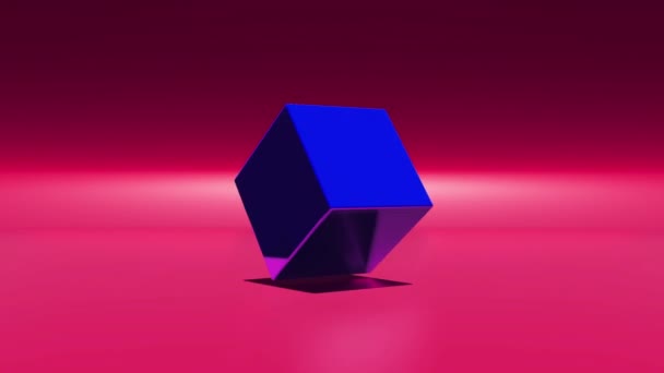Одиночний Куб Обертається Графіка Руху Анімації Геометричний Циклічний Анімаційний Фон — стокове відео