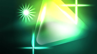 Dijital Neon Soyut Arkaplan, Üçgenler ve Işıklar Geometrik Tasarım Şablonu