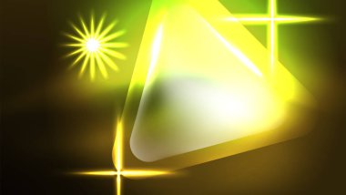 Dijital Neon Soyut Arkaplan, Üçgenler ve Işıklar Geometrik Tasarım Şablonu