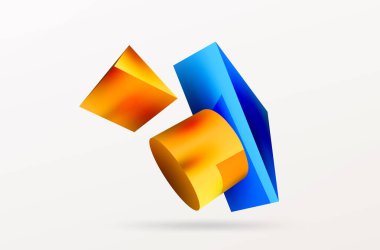 Vector 3d abstract background. Shapes 3d triangle and cylinder. Trendy techno business template for wallpaper, banner, background or landing