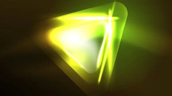 在黑暗中具有光效应的Techno霓虹灯三角形 — 图库矢量图片