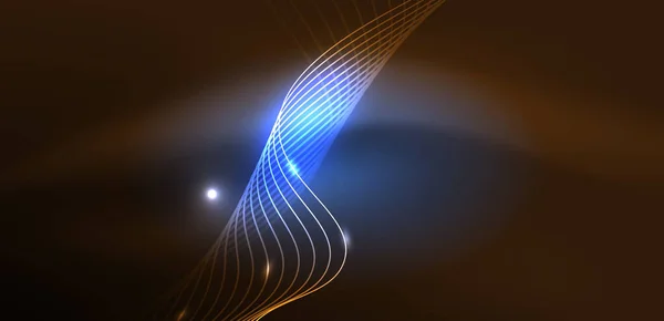Сияющая Неоновая Волна Неоновое Световое Лазерное Шоу Электрический Импульс Линии — стоковый вектор