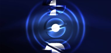 Neon yuvarlak şekiller, çizgiler ve üçgen elementler. Duvar kağıdı, afiş, arkaplan, iniş sayfası, duvar resimleri, davetiyeler, posterler için yüksek teknoloji tasarımı