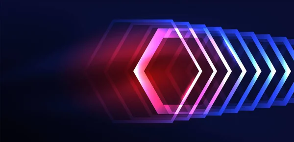 Hexagon Abstract Background Techno Glowing Neon Hexagon Shapes Vector Illustration — Stock Vector