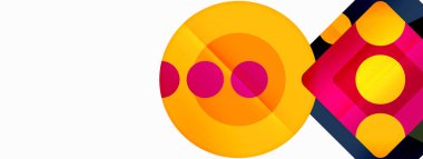 Trendy minimal geometric abstract background. Triangles, squares and circles bright colors backdrop. Vector Illustration For Wallpaper, Banner, Background, Card, Book Illustration, landing page