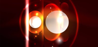 Soyut parlak neon ışıklı tekno daireler arka planı