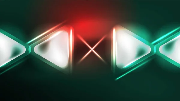Latar Belakang Neon Abstrak Digital Segitiga Dan Cahaya Desain Geometrik - Stok Vektor