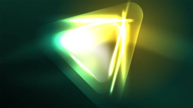 Dijital Neon Soyut Arkaplan, Üçgenler ve Işıklar Geometrik Tasarım Şablonu