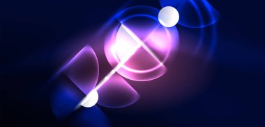 Neon ışığı parlayan daireler vektörü soyut arkaplan